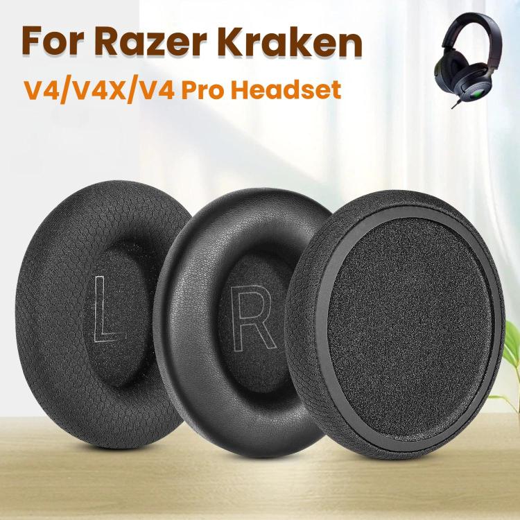 1pair Replacement Ear Pads For Razer Kraken V4/V4X/V4 Pro Headset Ear Cushions Protein Leather - Earmuff & Pad by buy2fix | Online Shopping UK | buy2fix