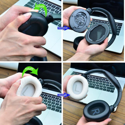 1pair Ear Pads for QCY H3/H3 Lite / TOZO HT2 Headphones Soft Ear Cushions(Black) - Earmuff & Pad by buy2fix | Online Shopping UK | buy2fix