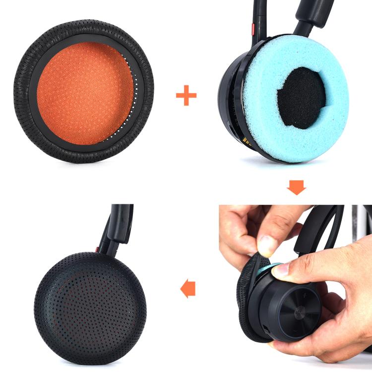 2pcs Ear Pads for Poly Blackwire 3310/3315/3320/3325 Series & C420/C215 Headsets(Black Orange) - Earmuff & Pad by buy2fix | Online Shopping UK | buy2fix