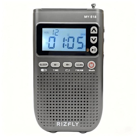 RIZFLY MY518 Portable FM/AM 2-Band Bluetooth Transmitter Radio (Silver)