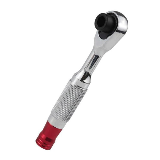 Reversible Magnetic Ratchet Screwdriver, Style: Knurled Red Bit