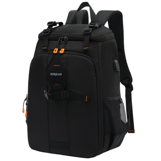 XINQUAN Outdoor Waterproof DSLR Camera Backpack For Photography Large Capacity Laptop Bag(Black Orange)
