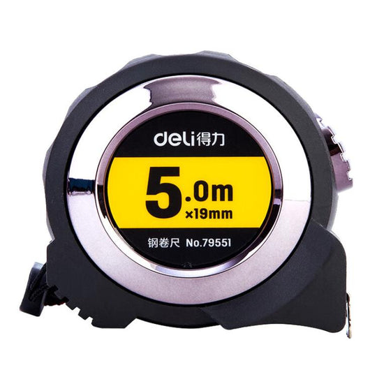 Deli 79551 5m x 19mm Self-Locking Steel Tape Measure TPR Covered Measuring Ruler