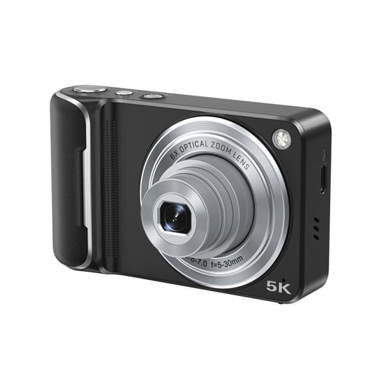 DC309X 6x Optical Zoom Digital Camera With 64MP & 5K Video 2.8-Inch Touch Screen, Front/Rear Dual Lens, Spec: EU Plug Black