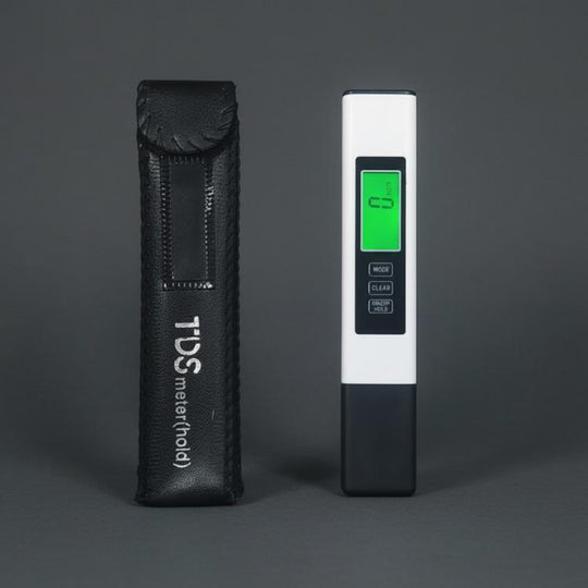 Dual-Color Smart Backlight Water Quality Tester Pen 3-in-1 TDS Meter Conductivity & Temperature Detector(Leather Case White)