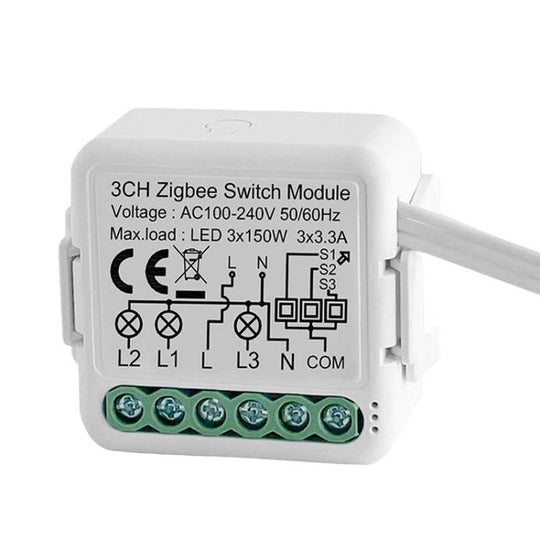 ZigBee3.0 Neutral Live Wire 3CH Smart On/Off Switch Voice Remote Control Remodeling Smart Switch Module