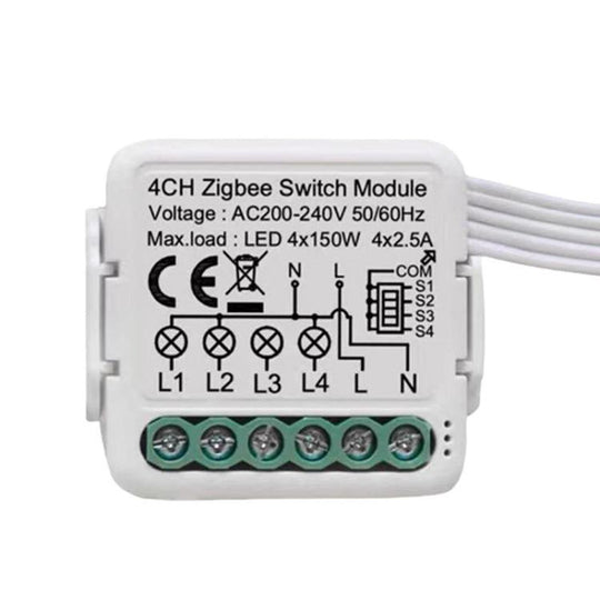 ZigBee3.0 Neutral Live Wire 4CH Smart On/Off Switch Voice Remote Control Remodeling Smart Switch Module