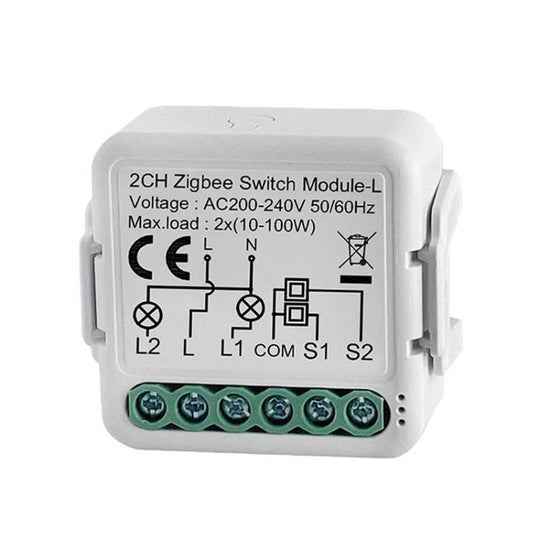 ZigBee3.0 Single Live Wire 2CH Smart On/Off Switch Voice Remote Control Remodeling Smart Switch Module