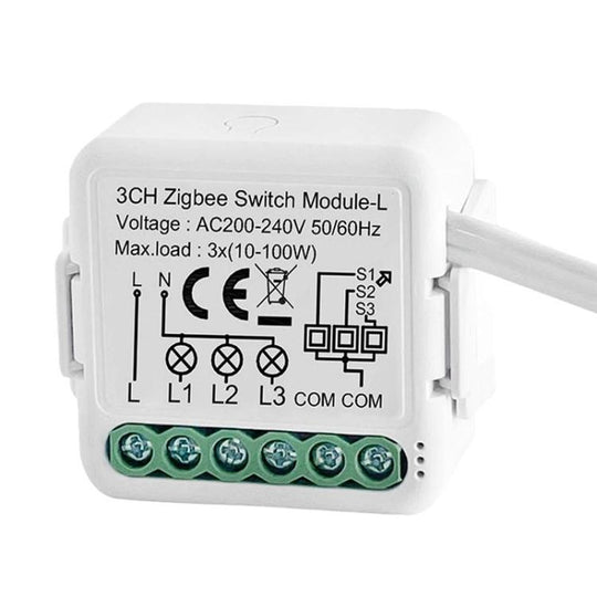 ZigBee3.0 Single Live Wire 3CH Smart On/Off Switch Voice Remote Control Remodeling Smart Switch Module