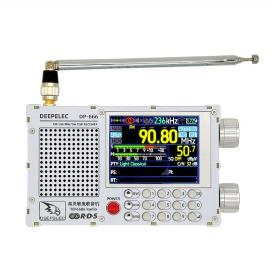 DEEPELEC DP-666 Touch Screen TEF6686 Radio Full Band FM High Sensitivity Radio(White)