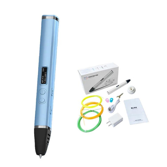 3D Printing Pen Kit With Detachable Body, HD OLED Screen & Precise Temperature Control – 3-Speed Adjustable EU Plug(Blue)