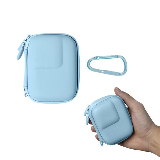 For DJI Osmo Action 6 PU Storage Case Water-Resistant Camera Bag with Carabiner(Blue)