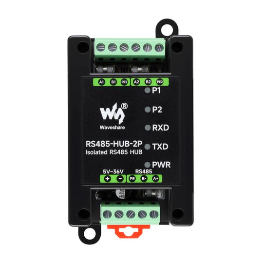 WAVESHARE RS485-HUB-2P Industrial Isolated 2CH Hub Rail Wide Baud Rate Repeater