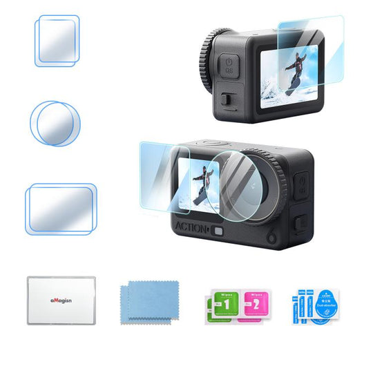 For DJI Osmo Action 6 aMagisn 9H Hardness Tempered Glass Screen Protector 2 Packs