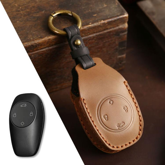 For Leapmotor T03 Hallmo Genuine Leather Car Key Cover(Brown)