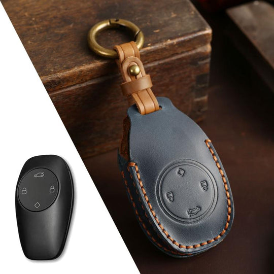For Leapmotor T03 Hallmo Genuine Leather Car Key Cover(Blue)