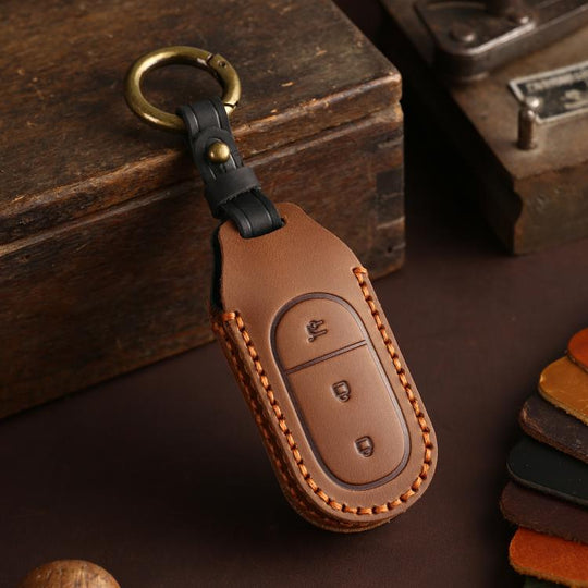 For Leapmotor C11 / S01 / C01 Hallmo Genuine Leather Car Key Cover(Brown)