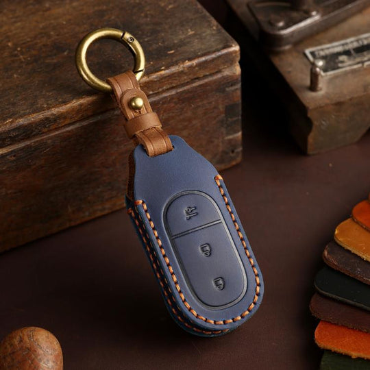 For Leapmotor C11 / S01 / C01 Hallmo Genuine Leather Car Key Cover(Blue)