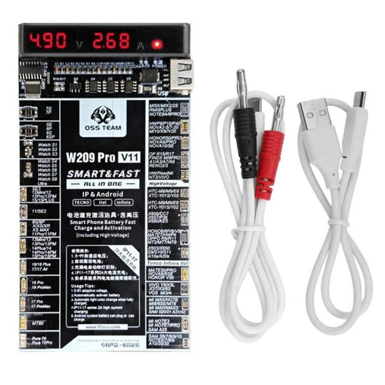 OSS TEAM W209 PRO V11 Battery Activator Board 7.4V High-Voltage for iPhone 6 To 17 Series & Android Devices