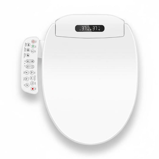 Smart Toilet Seat with Armrest Control Features Instant Heating, Warm Air Dryer, Self-Cleaning Nozzle, LED Night Light, Spec: Short Type EU Plug