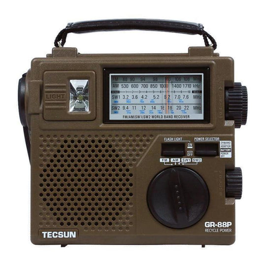 TECSUN GR-88P Portable Hand Crank Emergency Radio With FM/MW/SW(Coffee)