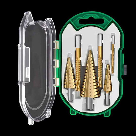 6-in-1 Step Drill Bit Set 4-12/4-20/4-32mm Unibit 3/6/8mm Hole Saws for Metal Wood Plastic(Green)