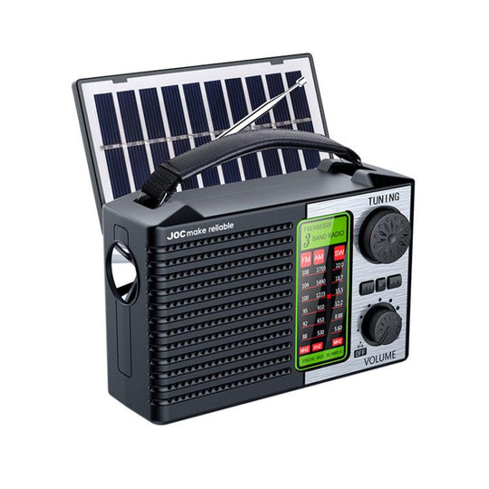JOC TG-099BT-S Full-Band Solar Radio With Flashlight Portable Bluetooth Radio(Black)