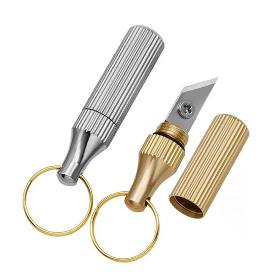 2pcs Capsule Engraving Knife Mini Portable Keychain Brass Small Engraving Knife(Gold+Silver)