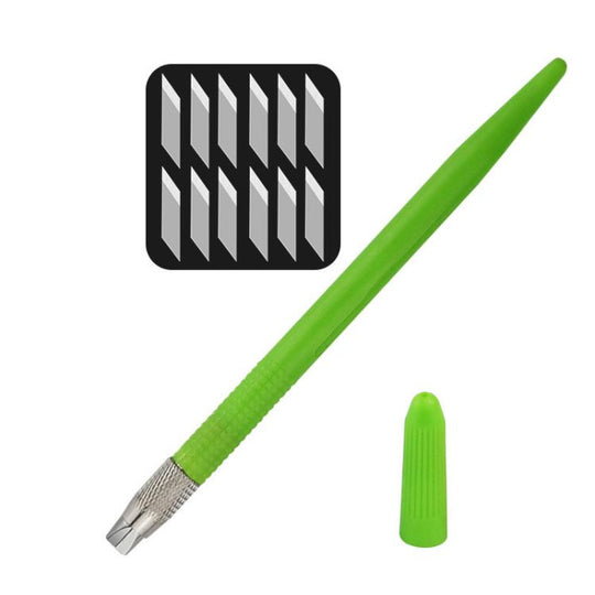 14pcs /Set Rubber Stamp Paper Cutting Carving Knife DIY Fruit Carving Knife(Green)
