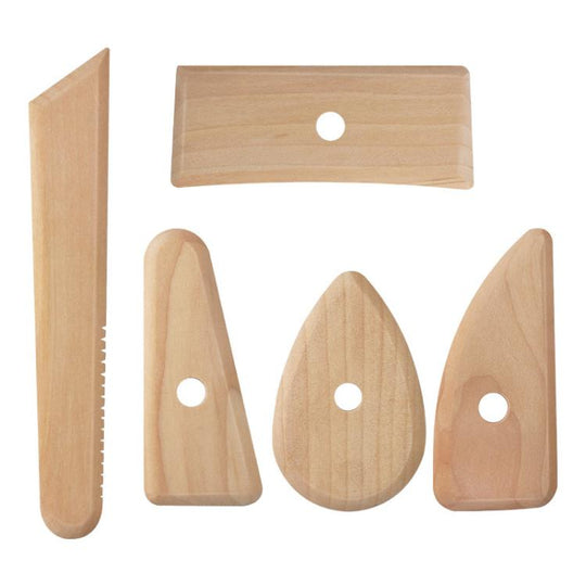 5pcs /Pack Pottery Clay Carving Art Soft Pottery Wooden Tools Handmade DIY Wooden Skeleton Knife
