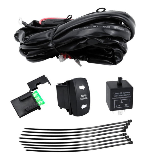 UTV Signal Light Switch Wiring Harness Kit With Waterproof 12V Automotive Relay, Model: Turn Signal Model With Turn Signal Stalk Switch