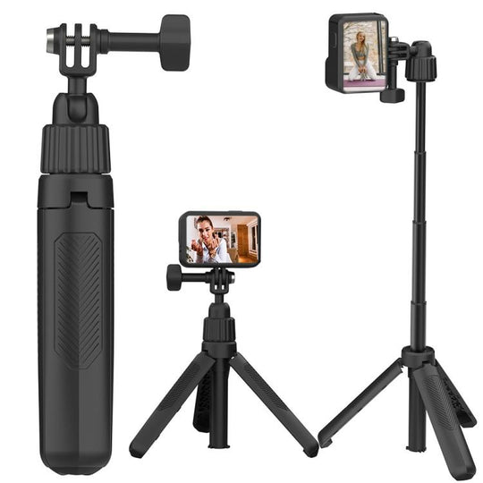 19-43cm Mini Handheld Selfie Stick Tripod with 360-degree Rotating Ball Head for for DJI, Insta360, GoPro and Other Action Cameras (Black)