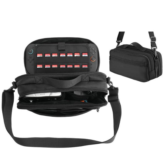 Carrying Case for Nintendo Switch 1 / 2 Protective Messenger Bag with Padded Compartment for Console, Controllers, and Accessories(Black)
