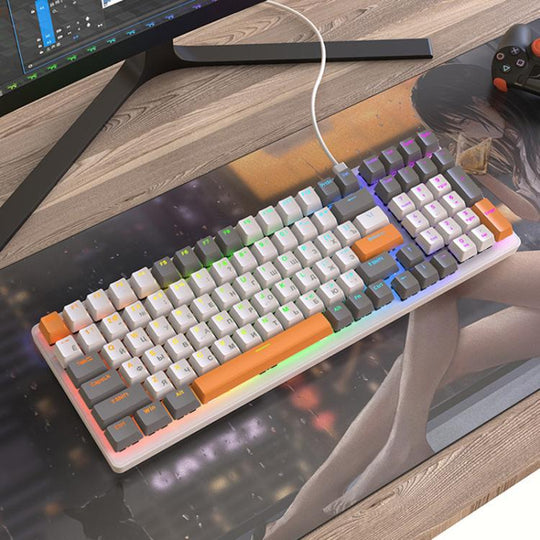 FREE WOLF K3 Russian Mechanical Keyboard 1.5m Wired Gaming Keyboard, Style: Welding Switch Bee Red Switch
