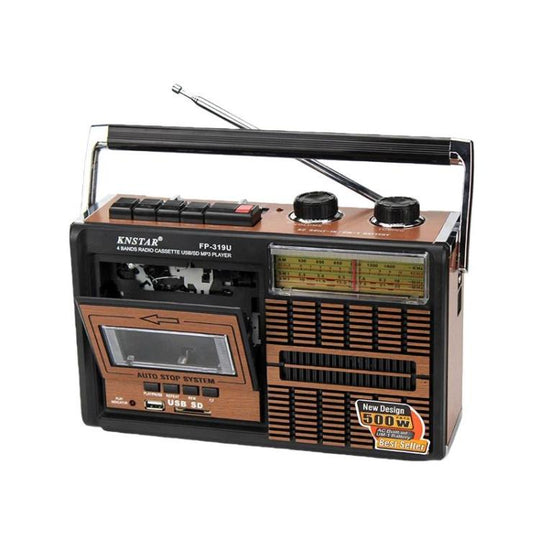 KNSTAR FP-319BT FM/AM/SW1-2 Bluetooth Portable Radio Card-Insertable High-Volume Cassette Player, Spec: EU