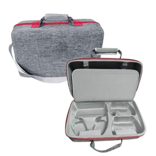 For PS5 Slim Console & Accessories Carrying Case with Headphone Compartment Double-Layer Storage Bag(Gray)
