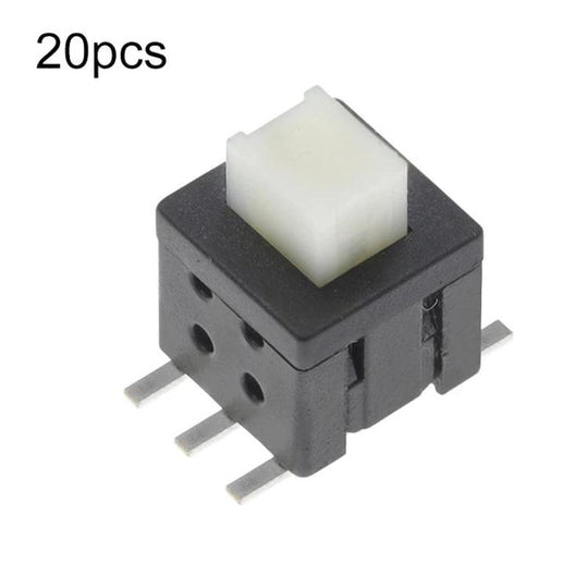 20pcs 5.8 X 5.8mm Tactile Switch Flat Head Dual-Row 6-Pin Power Button, Spec: Latching