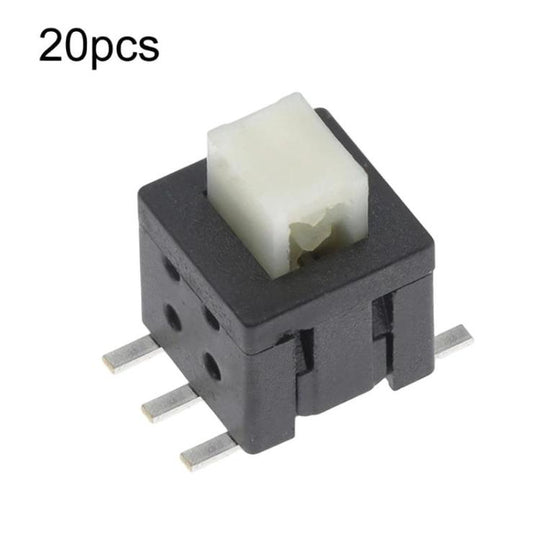 20pcs 5.8 X 5.8mm Tactile Switch Flat Head Dual-Row 6-Pin Power Button, Spec: Non-Latching