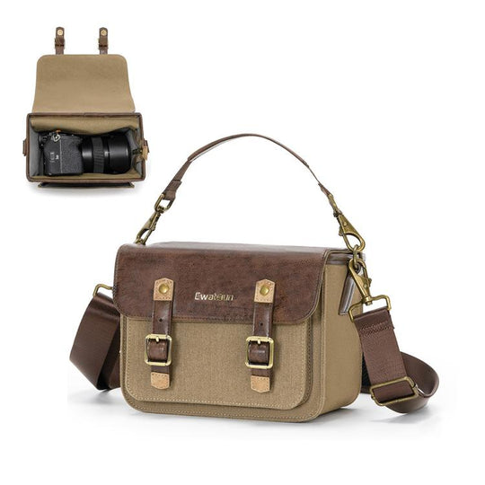 Cwatcun D181 Retro Single Shoulder Camera Bag Casual Mirrorless / DSLR Camera Canvas Bag, Color: Small Brown