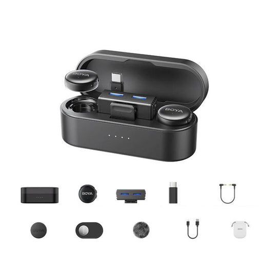 BOYA LINK3-02 Type-C Button Wireless Lapel Microphone AI Noise Reduction With Hi-Fi Sound Quality Mobile Live Streaming Microphone