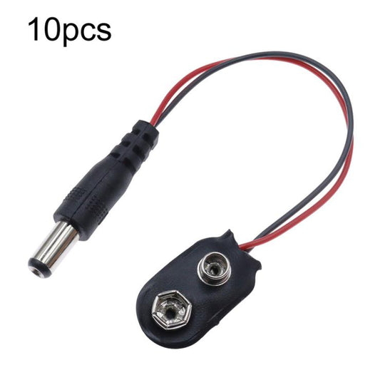 10pcs 9V Battery Clip With Wires Battery Holder Case, Spec: Type I With DC Plug