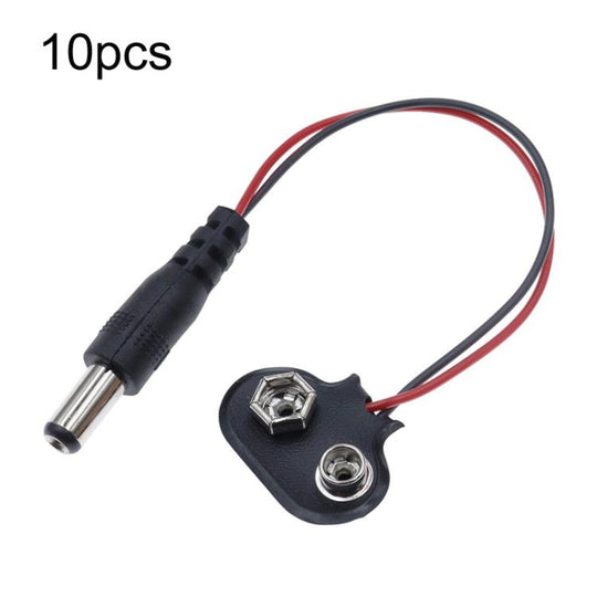 10pcs 9V Battery Clip With Wires Battery Holder Case, Spec: Type T With DC Plug