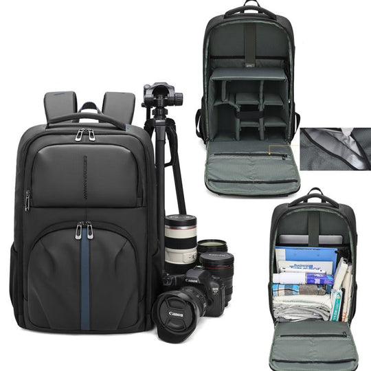 QISEMIAN Photography Backpack with Removable Insert, Dry-Wet Separation Zone, Customizable Dividers for Cameras & 16-Inch Laptop(Black)