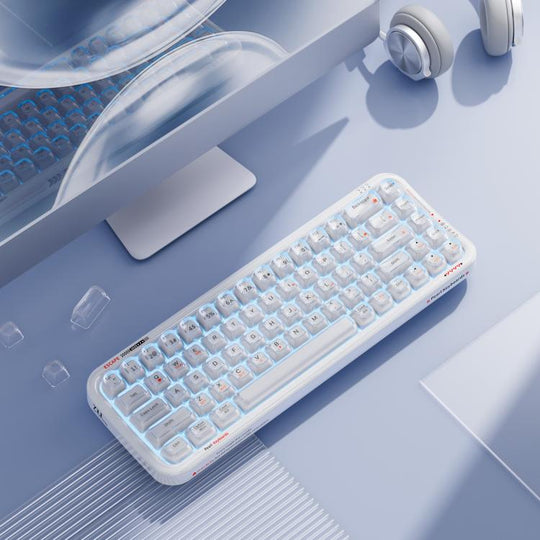 MOFii 711 Pearl Semi-Transparent Triple-Mode Bluetooth RGB Backlit Wireless Keyboard(White)
