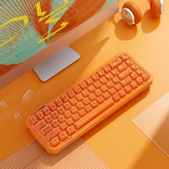 MOFii 711 Pearl Semi-Transparent Triple-Mode Bluetooth RGB Backlit Wireless Keyboard(Orange)