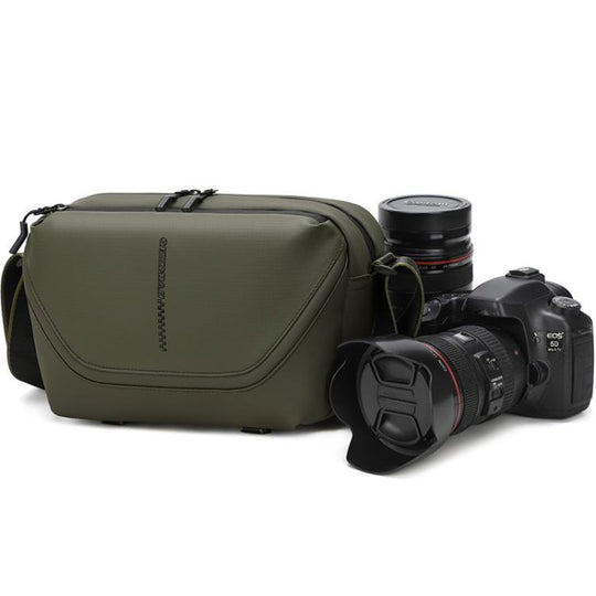 QISEMIAN All-in-One Mens Photography Sling Bag with Removable Camera Insert & Tripod Holder(Green)