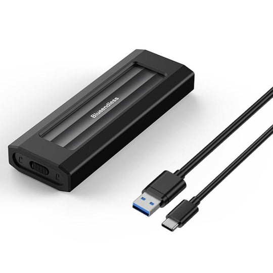 Blueendless 10Gbps M.2 SSD Enclosure External Type-C 3.2 Portable Hard Drive Case, Spec: SATA&NVMe Dual Protocol With USB Cable Black Gray