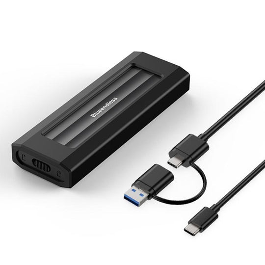 Blueendless 10Gbps M.2 SSD Enclosure External Type-C 3.2 Portable Hard Drive Case, Spec: SATA&NVMe Dual Protocol With USB/Type-C 2 In 1 Cable Black Gray
