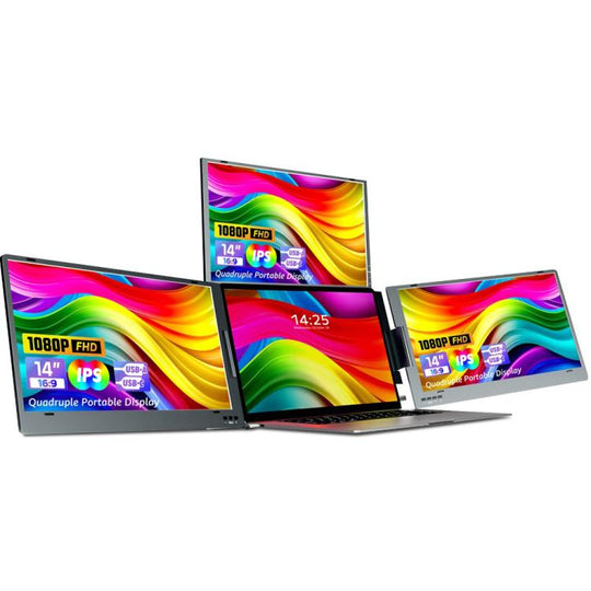 14 inch Triple-Screen One-Cable Connection 1080P Laptop Extension Display Portable Monitor
