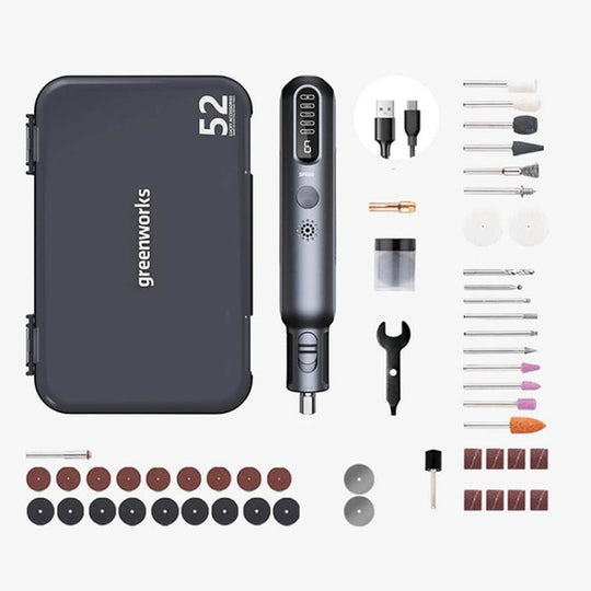 Greenworks 8V Mini Grinder 52pcs Grinding Rotary Tools Combo Cordless Variable Speed Wireless Engraver AGK302